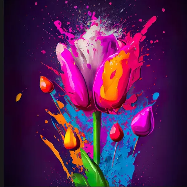 Pink Tulip Paint Splash Bouquet t-shirt design