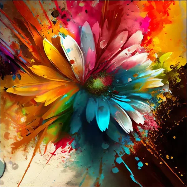 Rainbow Daisy Paint Explosion t-shirt design